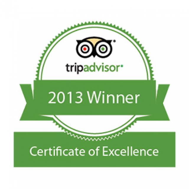 tripadvisor 2013 Winner Certfikate of Excellence