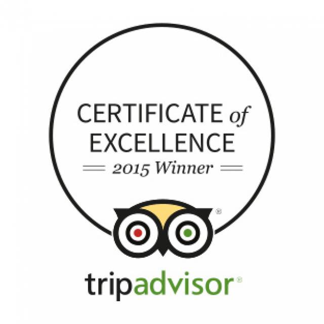 Certifikate of Excellence 2015 Winner tripadvisor