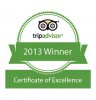 tripadvisor 2013 Winner Certfikate of Excellence